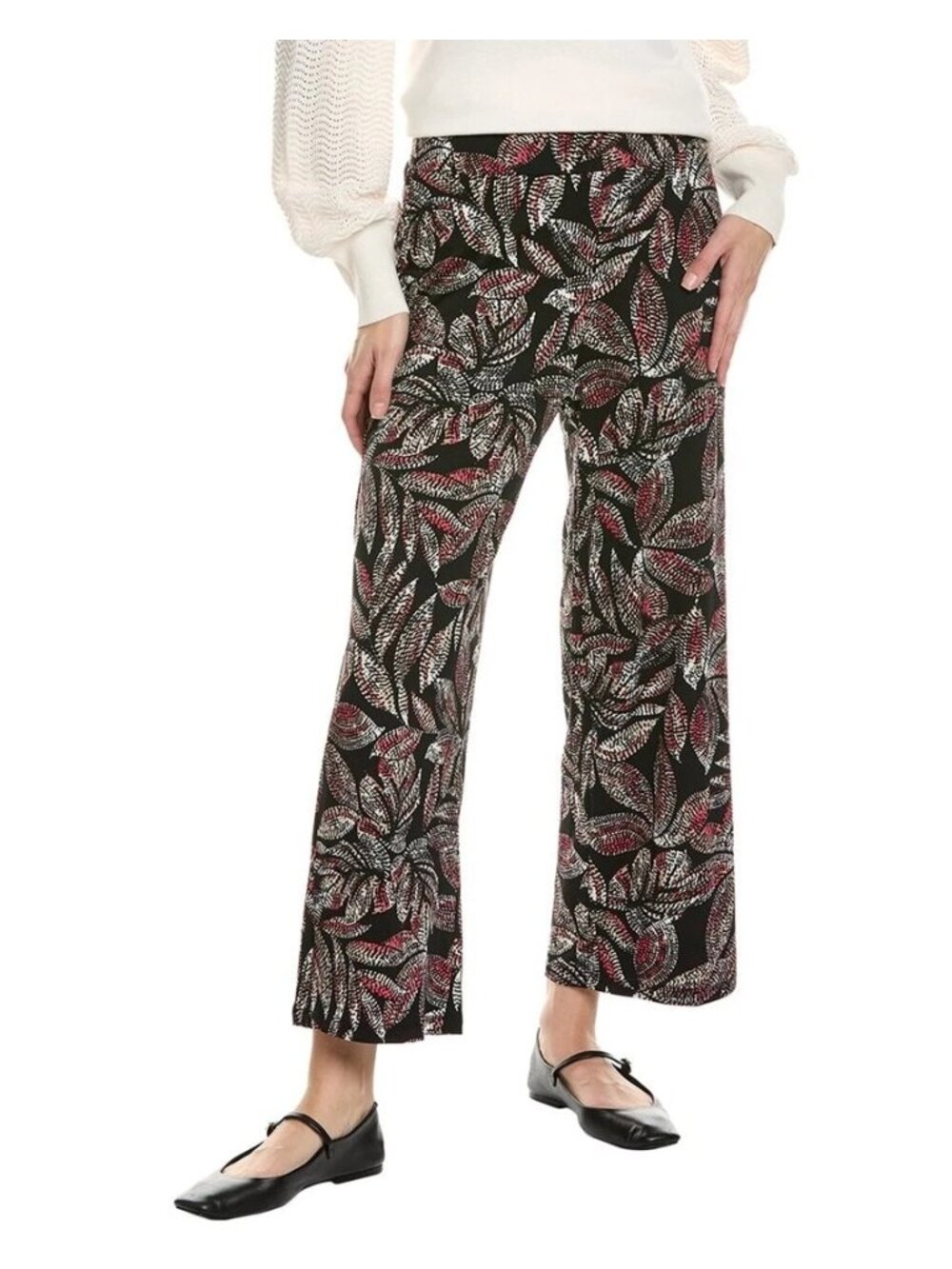 Jones New York Printed Moss Crepe Wide-Leg Pull-On Pants~Size M~Black NWT L5 17